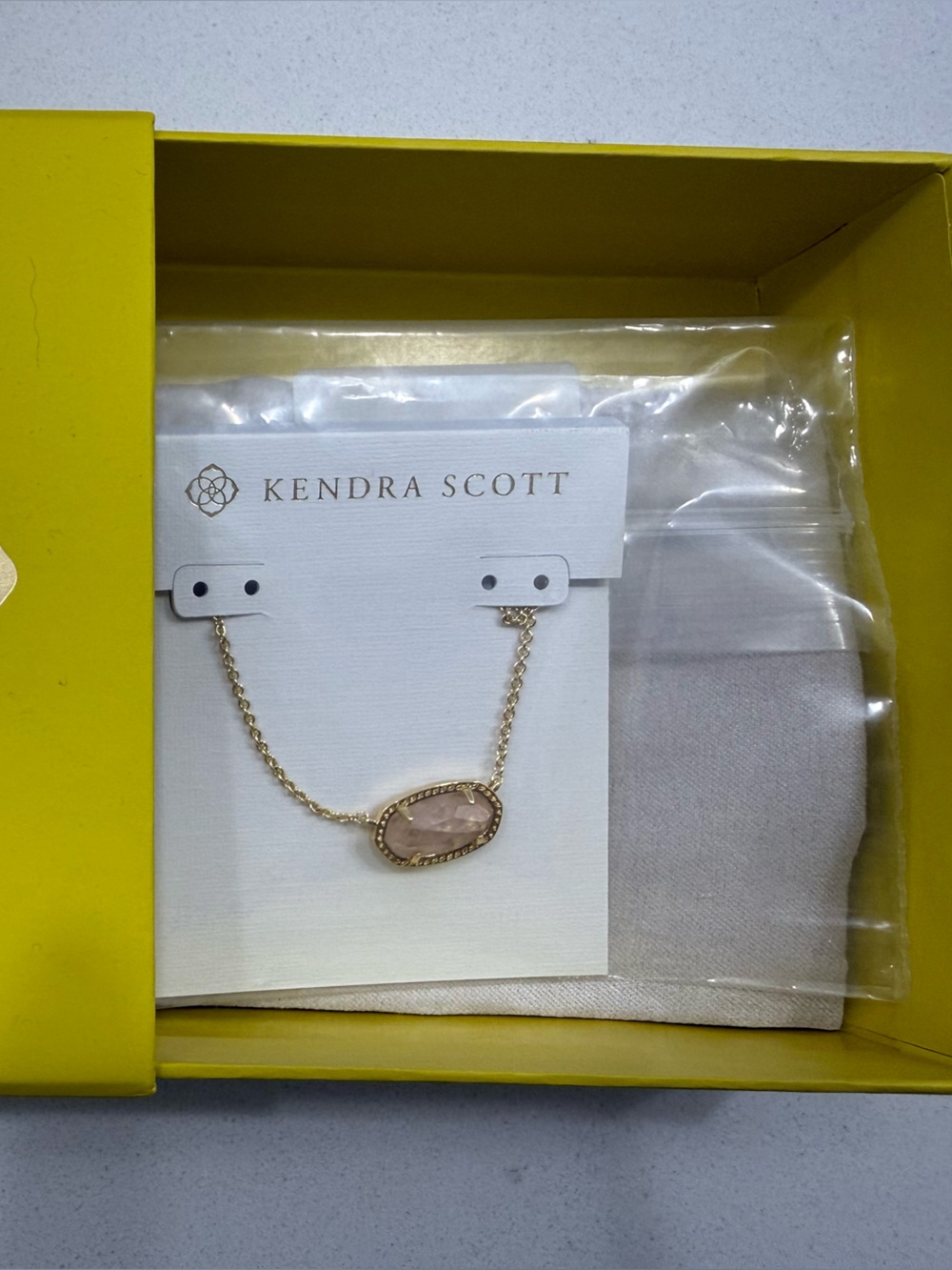 Kendra Scott Gold Chain Necklace with Rose Quartz